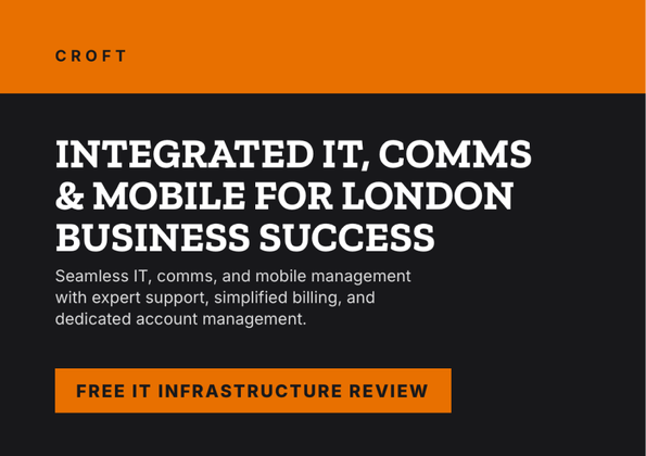 Powst postcard for Croft offering integrated IT, comms and mobile for London businesses